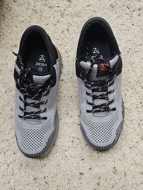 Men's Zeba Lightweight Knit Athletic Sneakers - Gray & Black with Red Accent